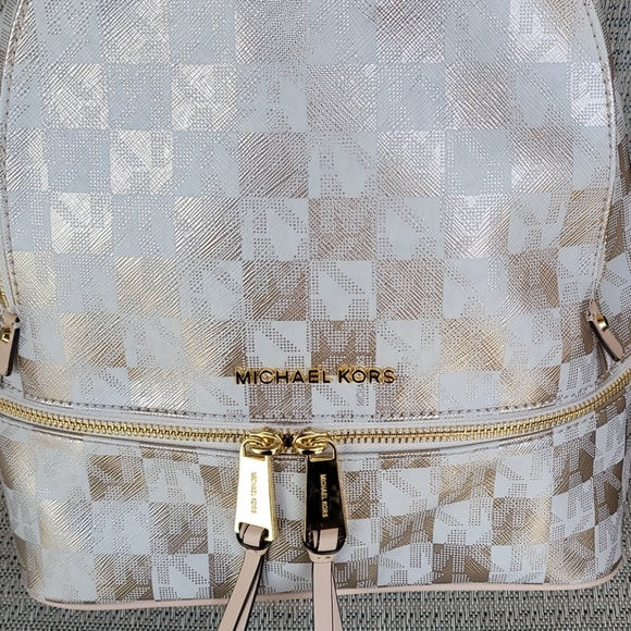 Michael Kors Beige and Gold Backpack - Picture 14 of 16